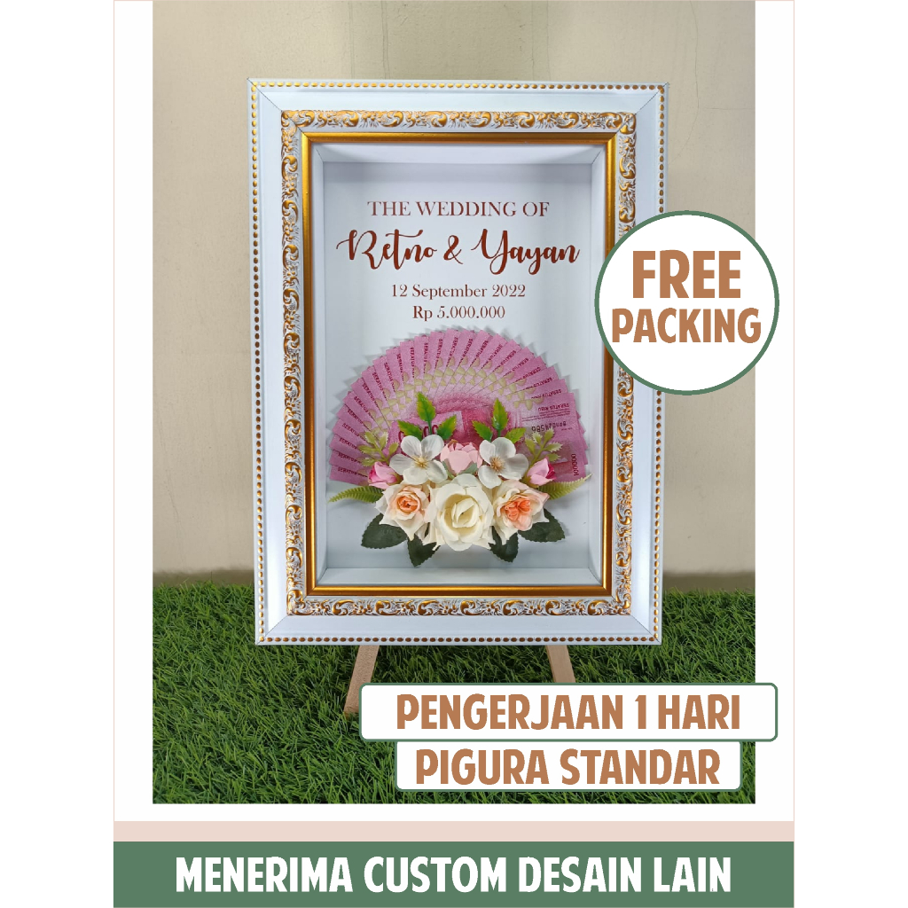 Mahar Pigura 28 cm x 38 cm Ready Tanpa PO / Mahar Pernikahan / Mahar Custom Kilat / Mahar Pigura Lan