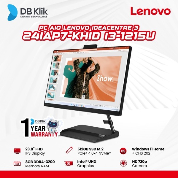 Pc Aio LENOVO IC3 24IAP7-KHID i3-1215U 8/512GB 23,8 Inch WIN OHS