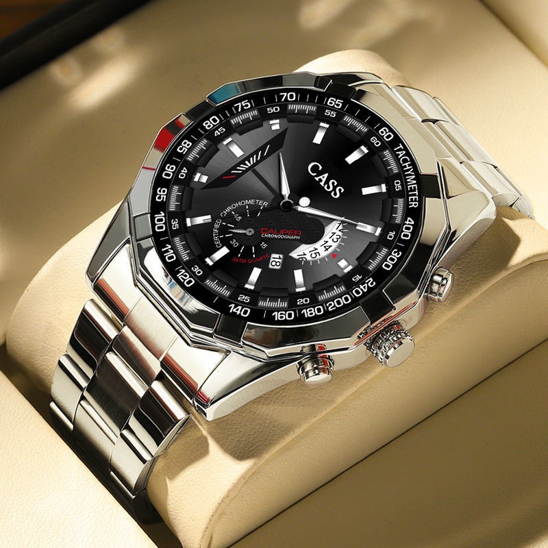 JAM TANGAN PRIA ELEGAN MEWAH TONTON WATERPROOF NON -MEKANIS TONTONAN BESAR DIAL TONTON KALENDER BARU