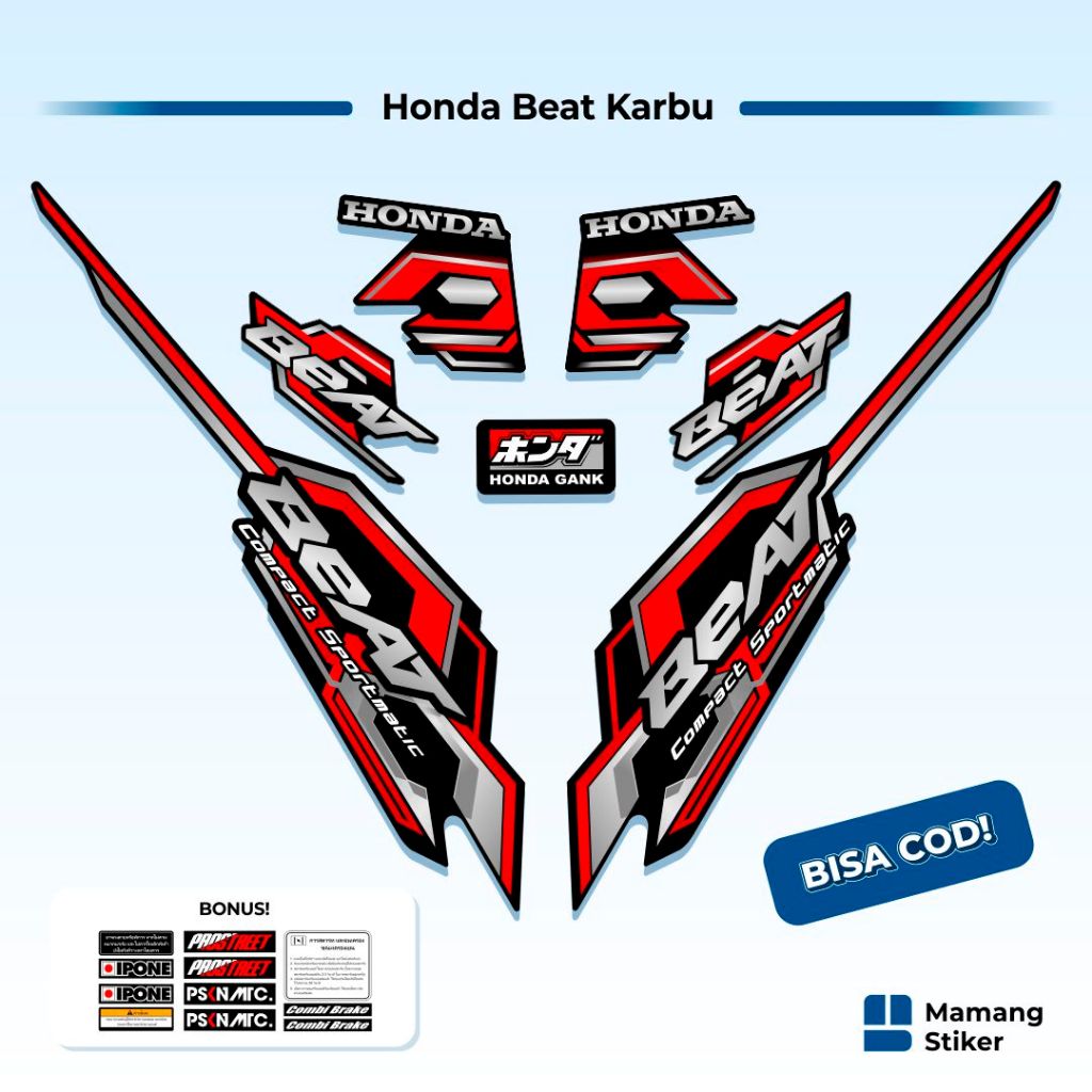Striping Beat Karbu 110 Variasi (1) 2008 2009 2010 2011 2012 Vietnam Carbu Style Icon Thailand Api A