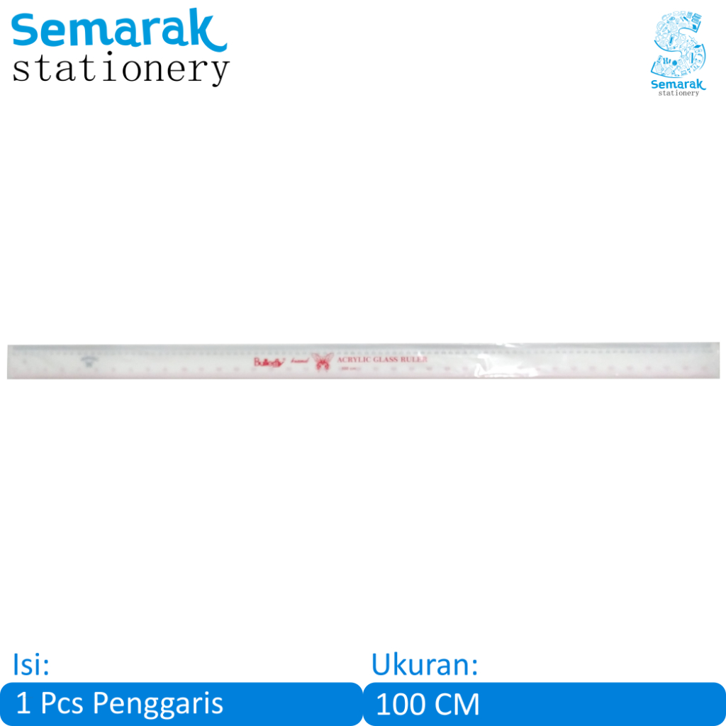 

Butterfly The Best Acrylic Ruler Penggaris Plastik Transparan 100 CM