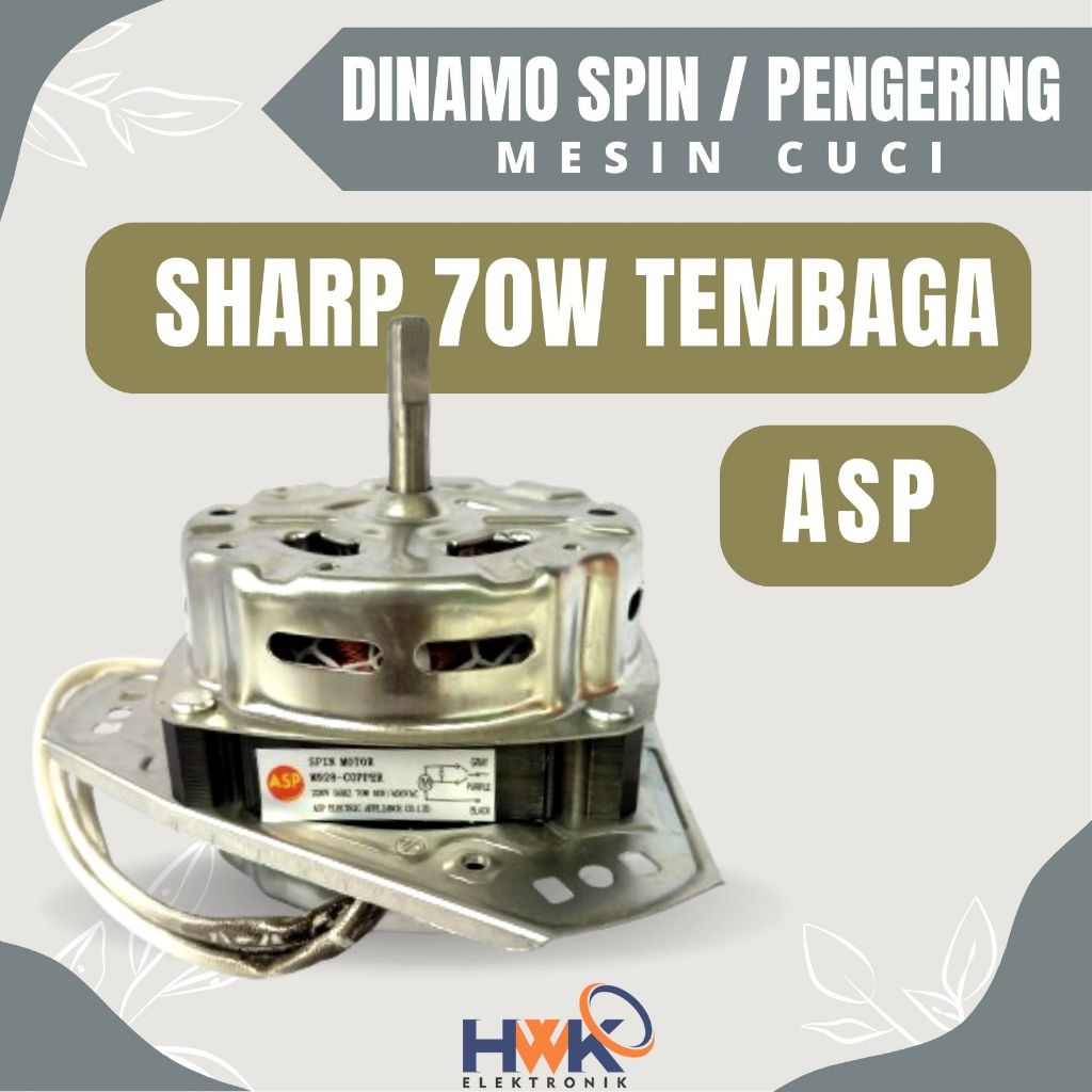 DINAMO SPIN MESIN CUCI 2 TABUNG SHARP 70W M-928 CU/TEMBAGA ASP / DINAMO PENGERINIG MESIN CUCI 2 TABU