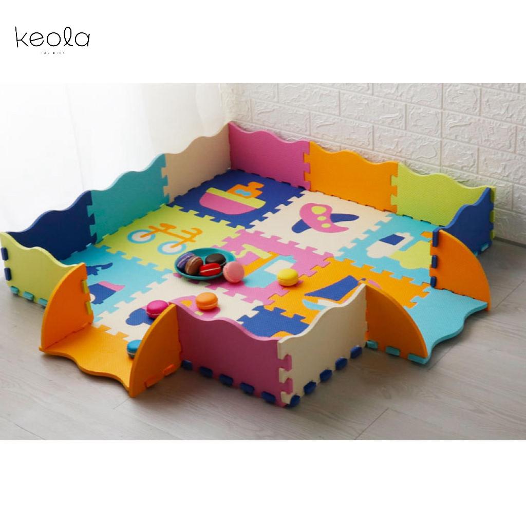 Keola -  Matras Puzzle Gambar Angka dan Mobil uk 30x30 Alas Lantai / Playmate /Karpet PREMIUM