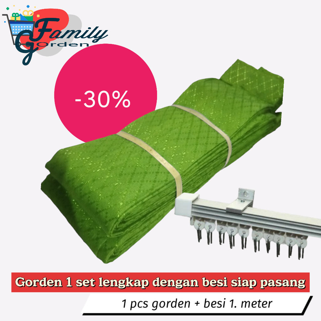 gorden 1 set lengkap / gorden 1 paket degan besinya / gorden polos murah / gorden pintu / gorden jen