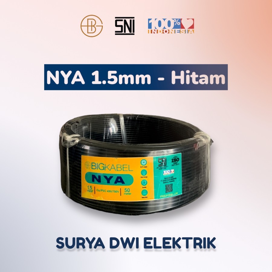 NYA 1.5mm BIG Kabel - Per Roll 50 meter (Hitam/Biru/Merah)