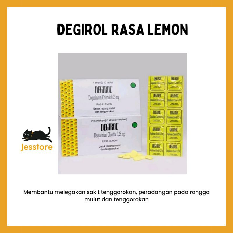 

DEGIROL RASA LEMON (STRIP 10 TABLET HISAP) RADANG TENGGOROKAN