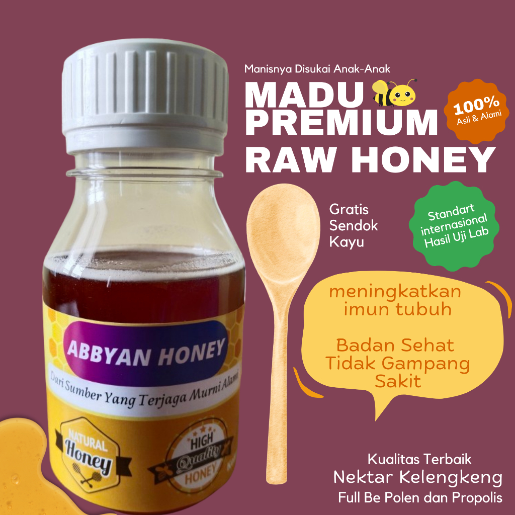 

Madu Asli Raw Honey Propolis Bee Pollen Murni Alami Original Uji Lab Standart International