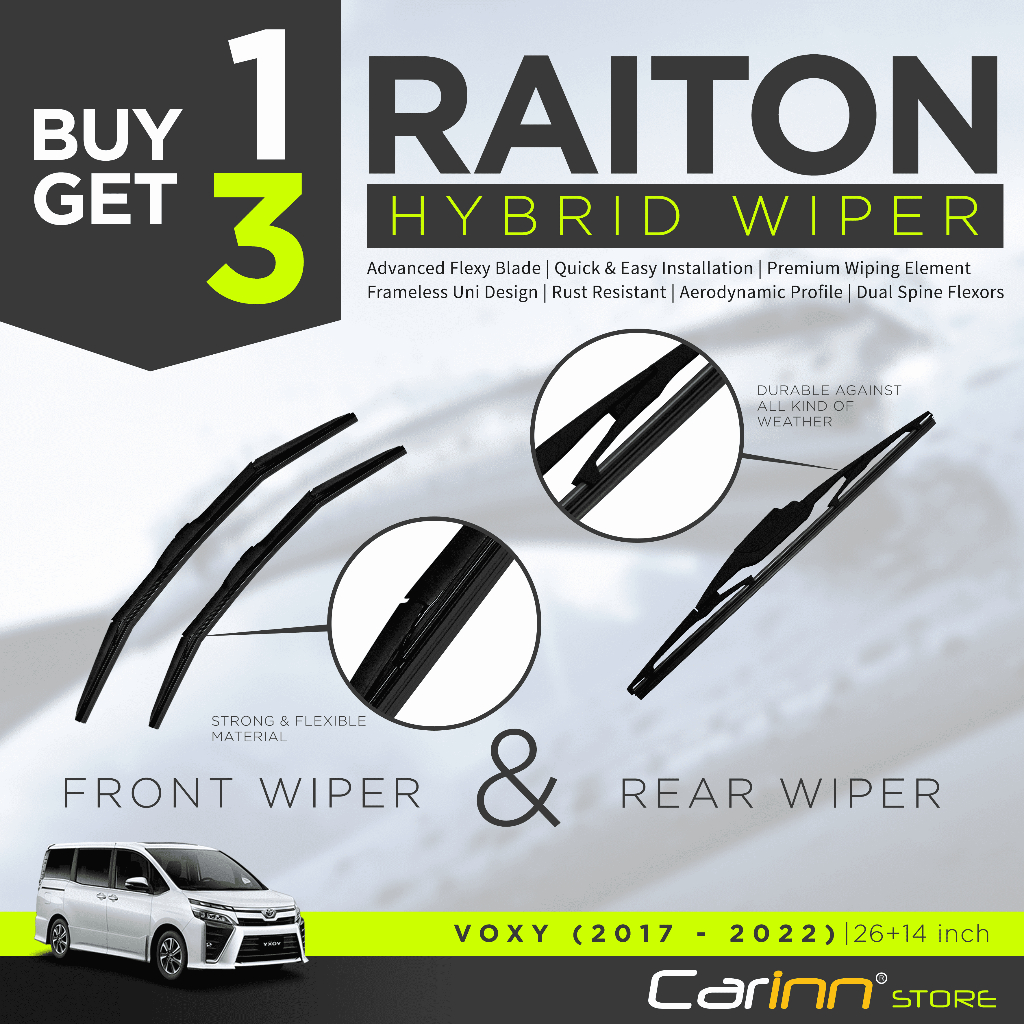 Raiton Wiper Hybrid BUY ONE GET 3 FOR TOYOTA VOXY 2017-2022