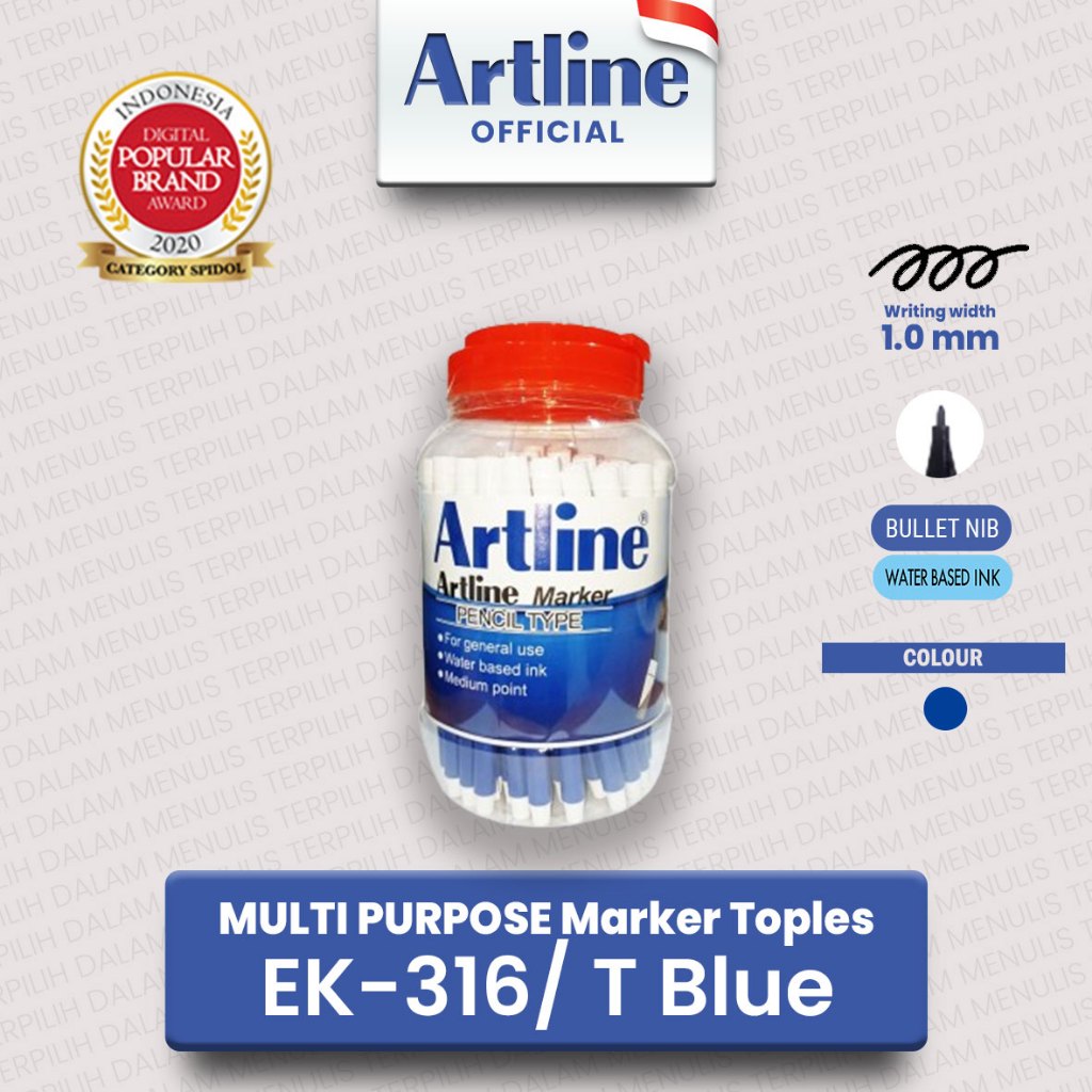 

ARTLINE Spidol Mewarnai Marker Toples EK-316 T BIRU