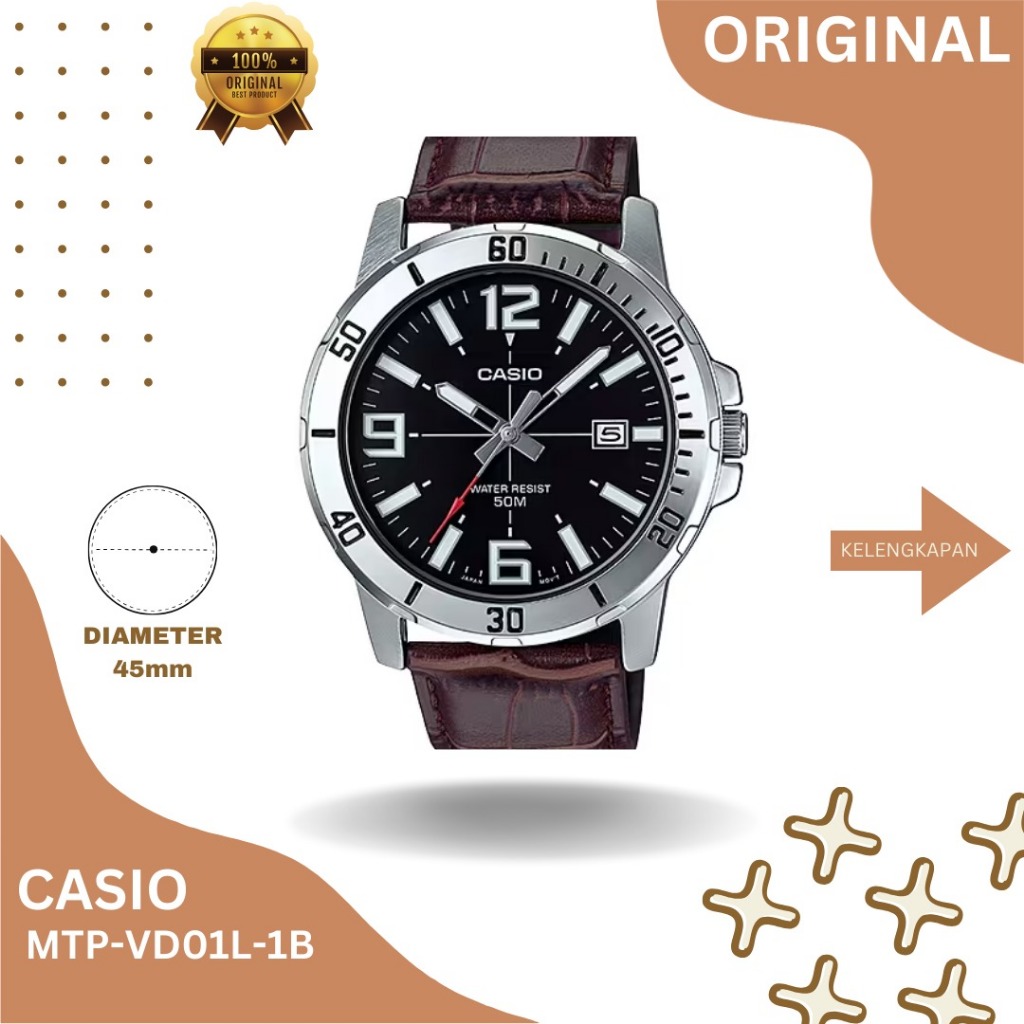 JAM TANGAN CASIO MTP VD01L 1B ORIGINAL GARANSI
