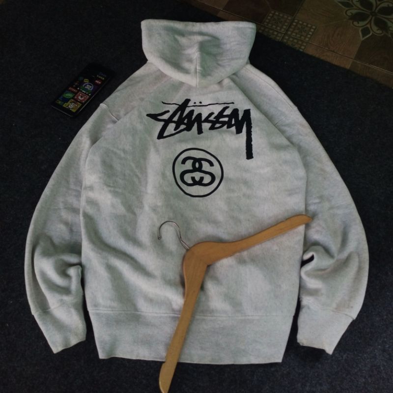 Zip Hoodie Stussy Big Logo second original, hodie backhit