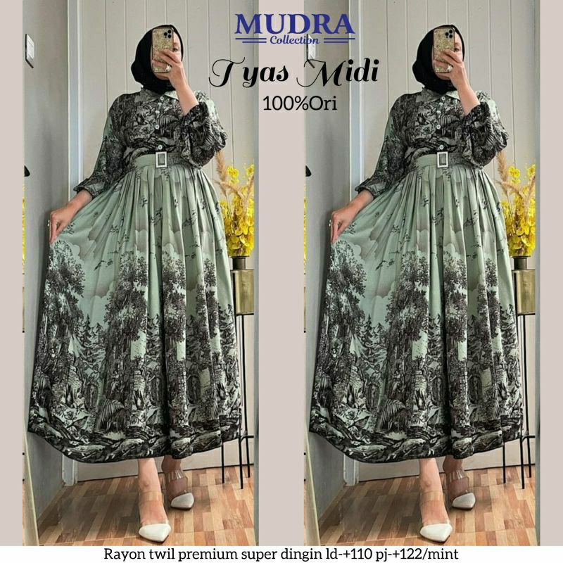 TYAS MIDI DRESS**bahan rayon twil premium*by Mudra collection