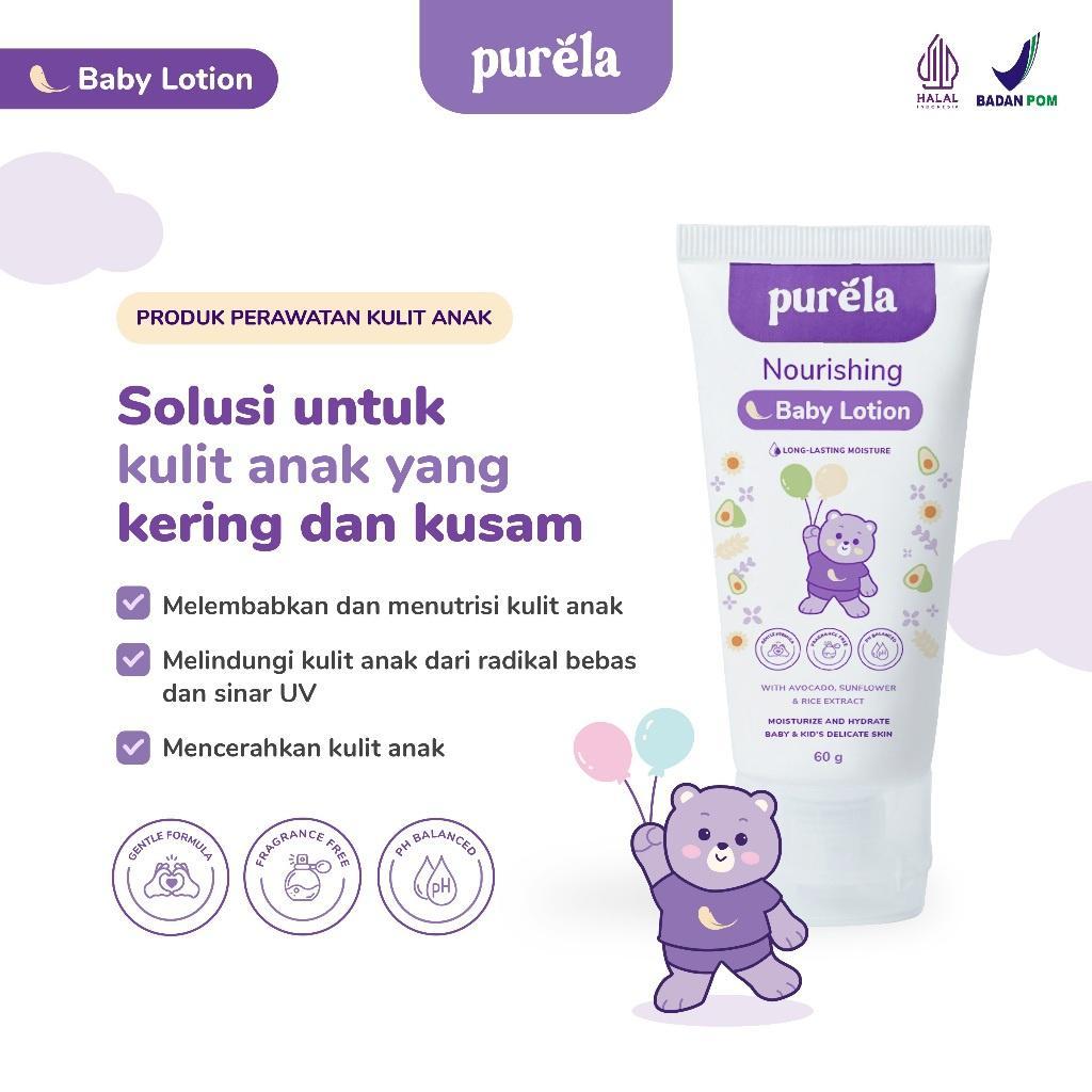 Purela Nourishing Baby Lotion 60gr  Membantu Mencerahkan dan Melembabkan Kulit Bayi