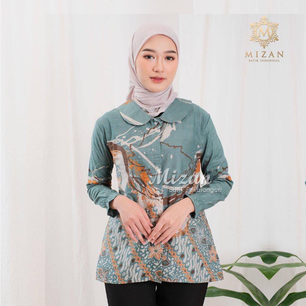 ( COD) BLOUSE CITRA Kode N - BLUS KEMEJA BATIK WANITA LENGAN PANJANG/ ATASAN BATIK WANITA LENGAN PAN