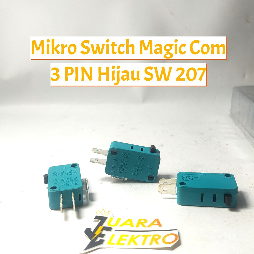 Mikro Switch Magic Com 3 PIN Hijau SW 207 | Saklar Mini Rice Cooker