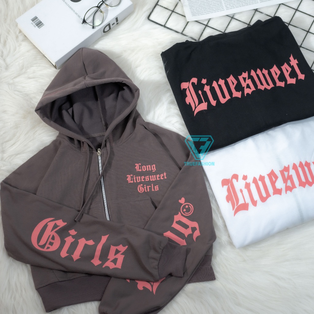 CUCI GUDANG Jacket Crop Hoodie Long Girls Zipper Remaja Oversize Wanita Crop Top Cewe