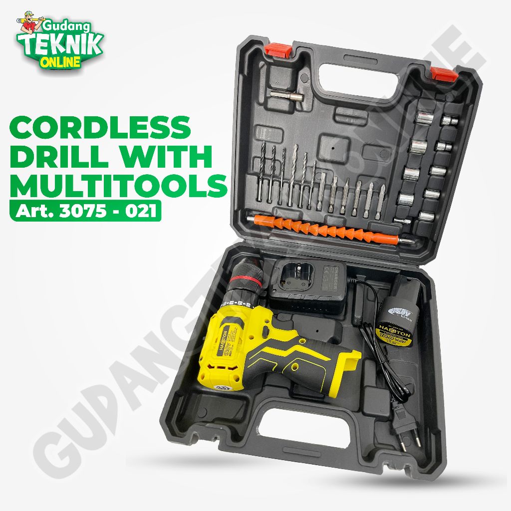 Mesin Bor CORDLESS 10mm HASSTON 3075-021 16V / Mesin Bor Tangan BATERAI Kayu Besi 3075 021 - Cordles