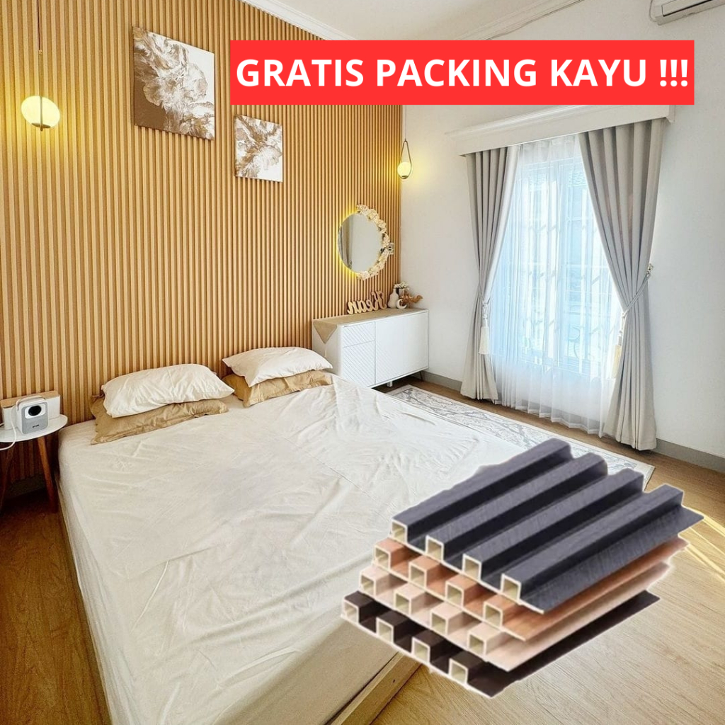 RB WPC Wood Wall Panel PVC Dekorasi Dinding Wallpanel WoodPanel Stiker Hiasan Dinding Wallpaper