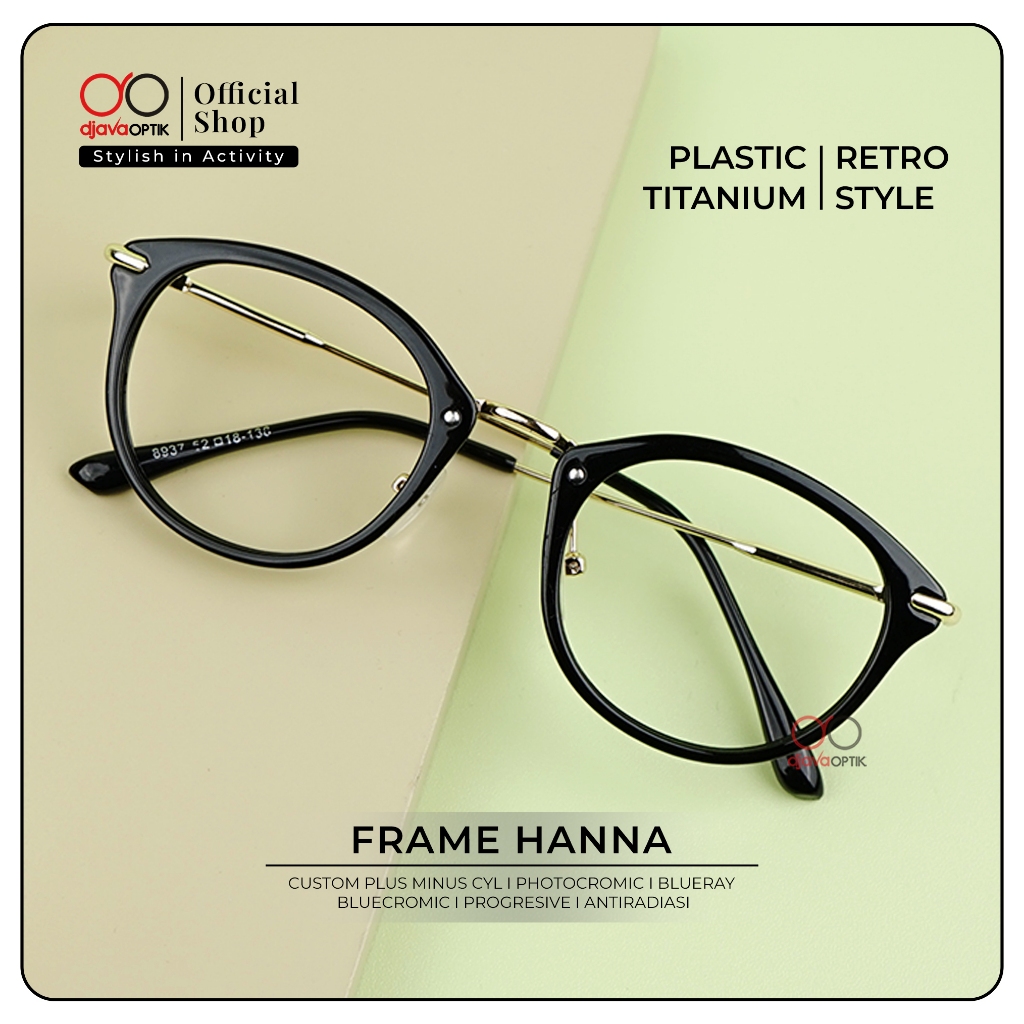 DJAVA OPTIK - Frame Hanna - Kacamata Photocromic Titanium Model Vintage