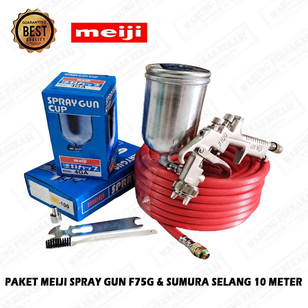 PAKET LENGKAP Meiji F100 Spray Gun Spet Cat F-100 G Alat Semprot Cat Set Tabung Atas 400ml SET Selan