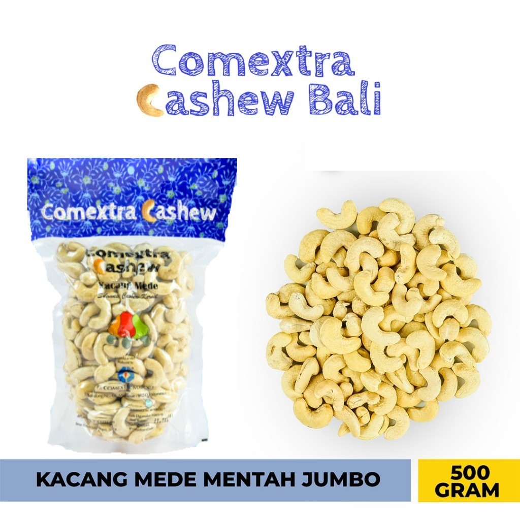 

Kacang Mede Comextra Mentah Jumbo 500gram - Sulawesi Cashew Kernel Kacang Mete / Mente (Bali)