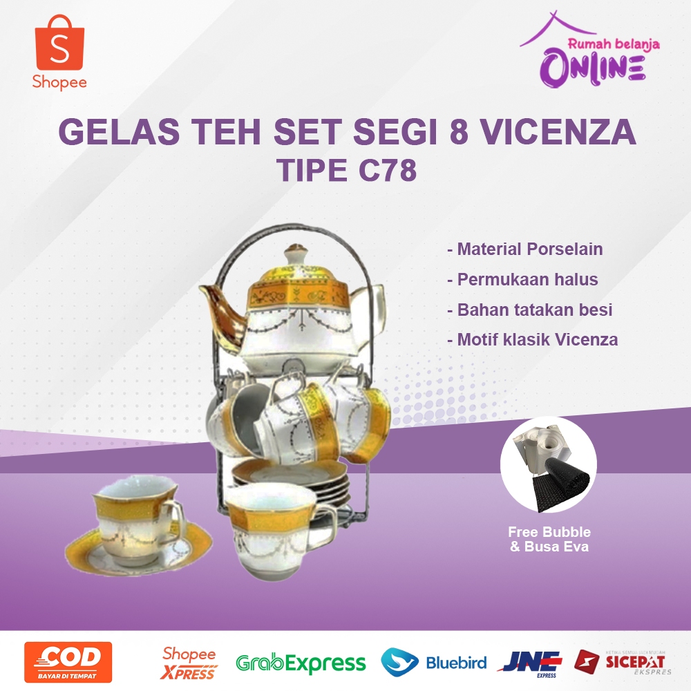 GELAS TEA SET SEGI 8 VICENZA C78 GELAS SET VICENZA