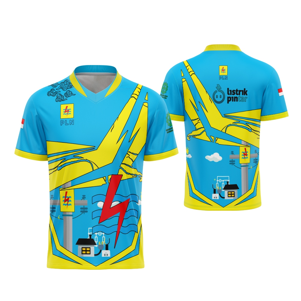 Jersey pria baju pln power listrik indonesia motif terbaru (free custom/reques)