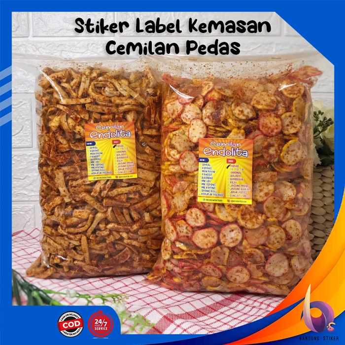 

Bandung Stiker Label Kemasan Makanan Snack Cemilan Pedas Bahan Sticker Cromo Vinyl Costum Nama Murah Ukuran Kertas A3