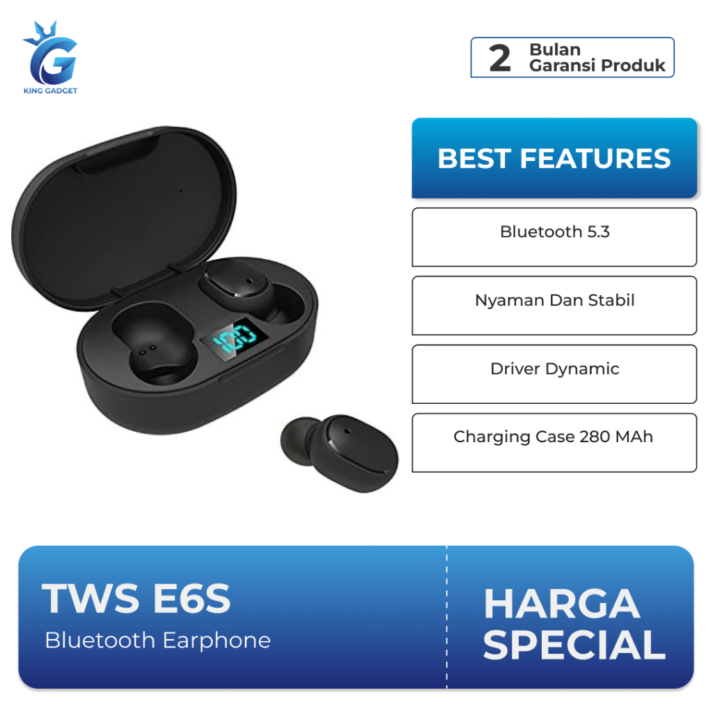 TWS Bluetooth Earphone E6S with Charging Case