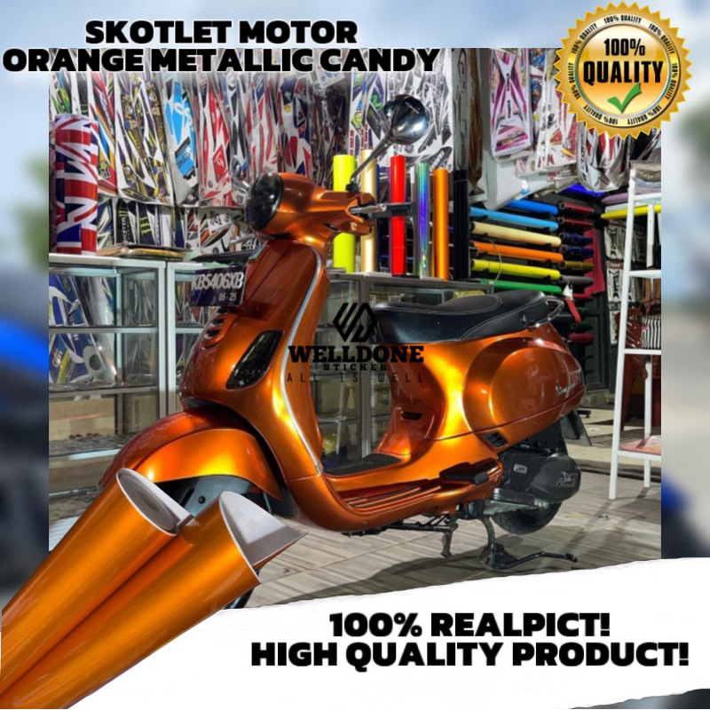 Sticker Motor Orange Metallic Candy Glossy Skotlet Orange Glossy Candy Stiker Variasi Motor