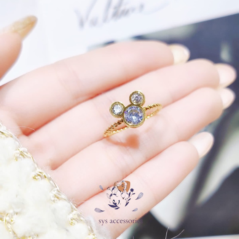 Cincin Mickey Titanium anti karat look like mas 18k