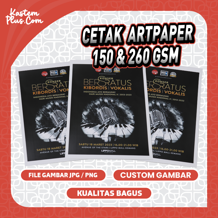 

Cetak Artpaper, 120 gsm, 150 gsm & 260 gsm A3/Cetak Brosur/Cetak Poster [Minim Order 10 Lembar]