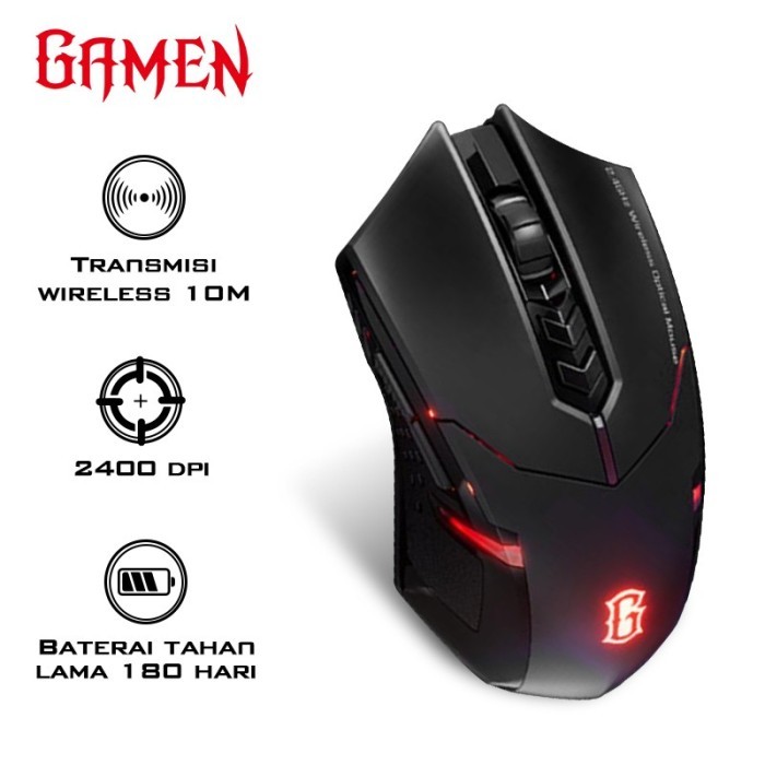 MOUSE WIRELESS GAMING GAMEN GM300W 2400DPI MACRO