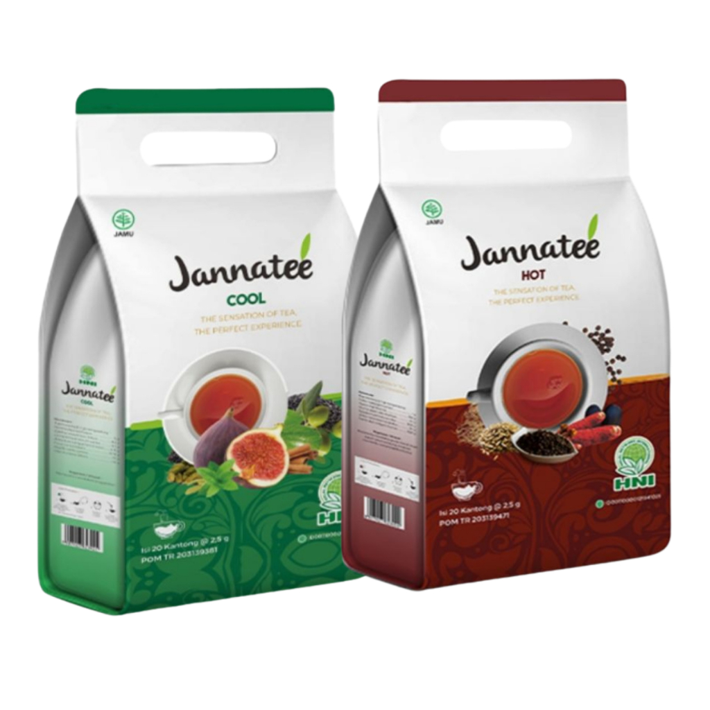 

Teh Jannatee Hot & Teh Jannatee Cool HNI HPAI - Teh Celup Herbal - Teh Kesehatan Isi 20 Kantong BPOM Halal MUI