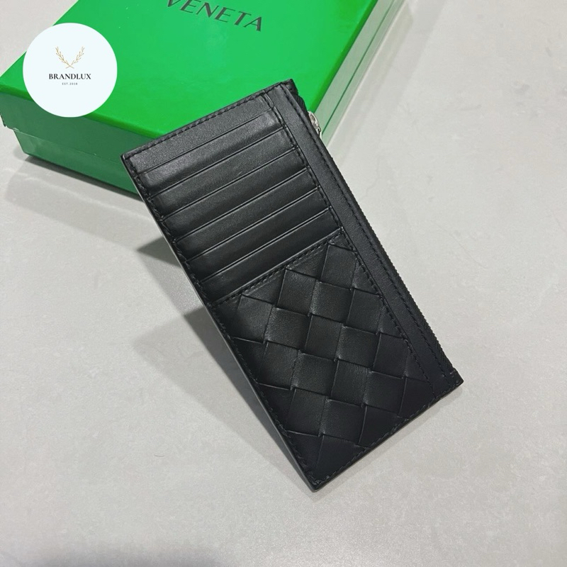 Bottega veneta intrecciato multi cardholder  14cc + 2 side slot + 1central zip black
