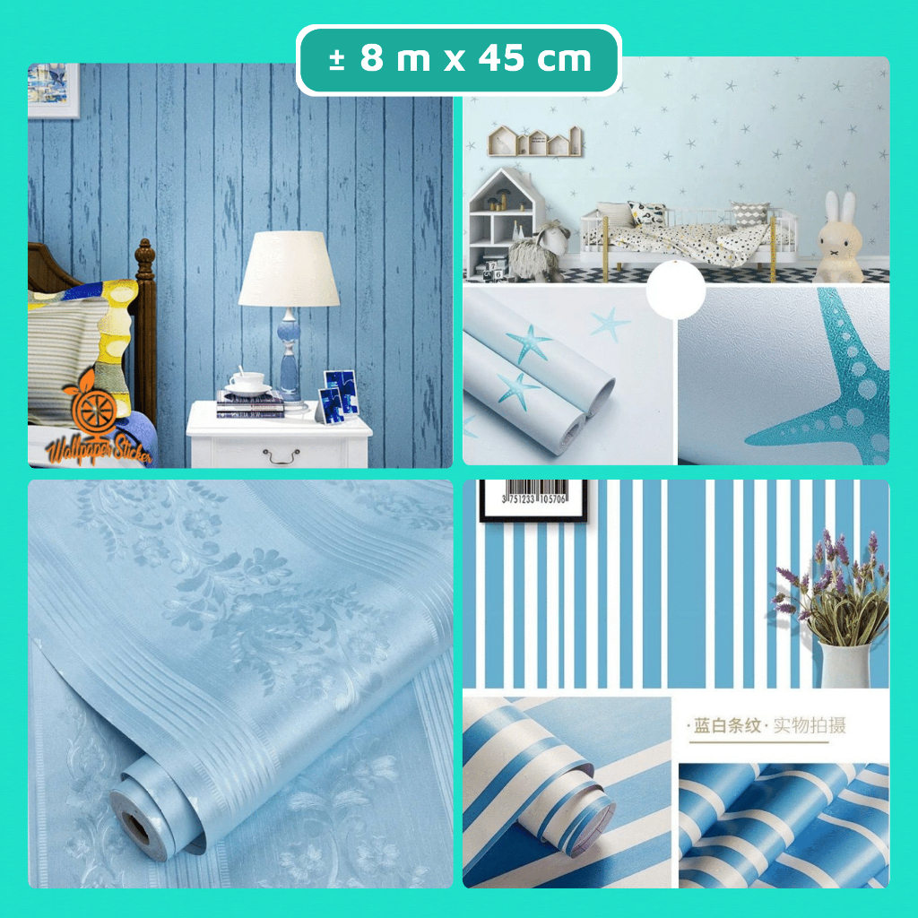 Wallpaper Sticker Wallpaper Ruang Tamu Wallpaper Dinding Biru Wallpaper DInding Minimalis Wallpaper Biru