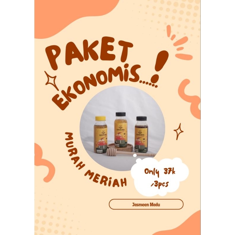 

PAKET EKONOMIS MADU MULTI FLORA100, MADU AKASIA100ml, MADU KARET 100ml/MADU CAIR/MADU MURNI100%/RAW HONEY