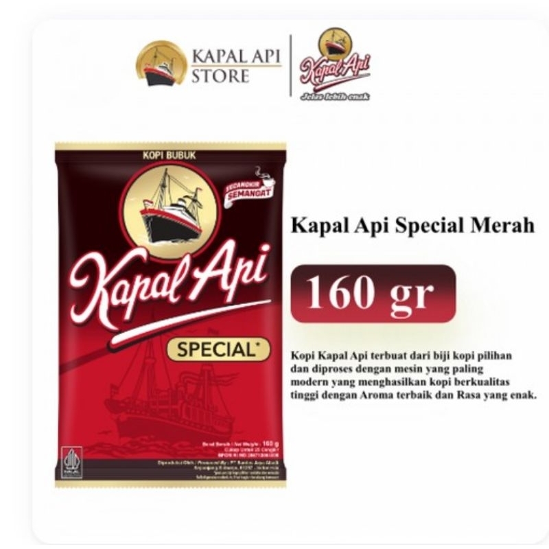 

Ready Stock ED 10-2024 Kapal Api Kopi Bubuk Special 160gr