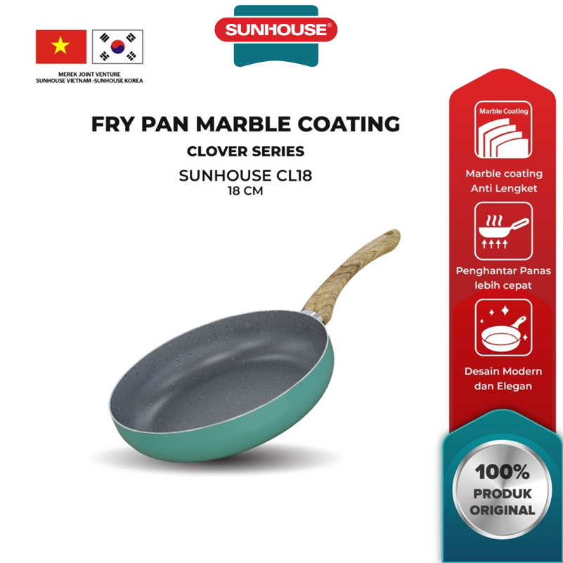 Sunhouse CL18 Clover Marble Fry Pan 18 cm | Frypan 18cm Marble Coating