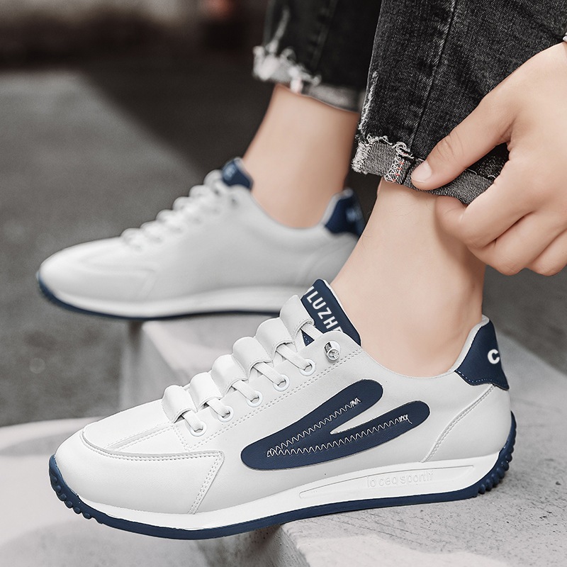 Sepatu Sneakers Pria Abu-abu K40 - Desain Kekinian, Bahan PU Leather, Sol Anti Slip
