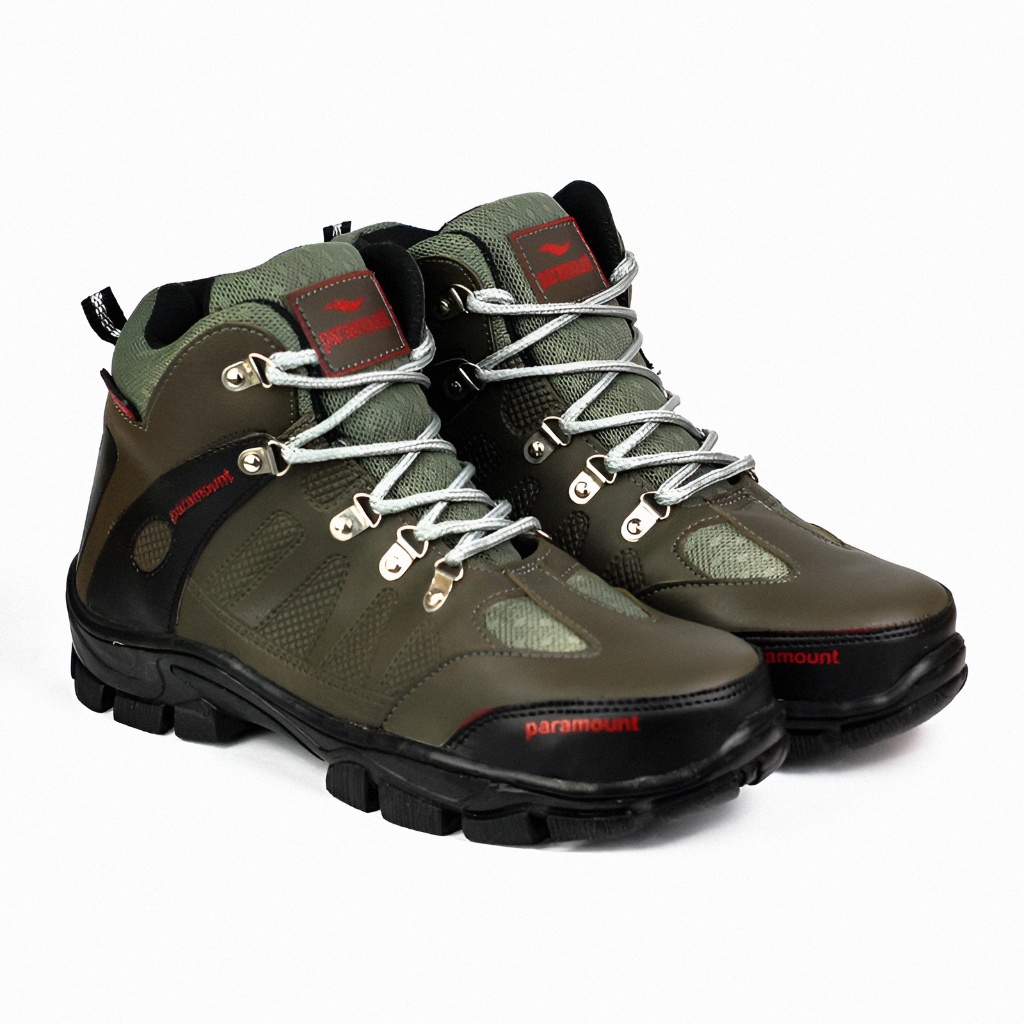 sepatu pria paramount savety ujung besi hijau army