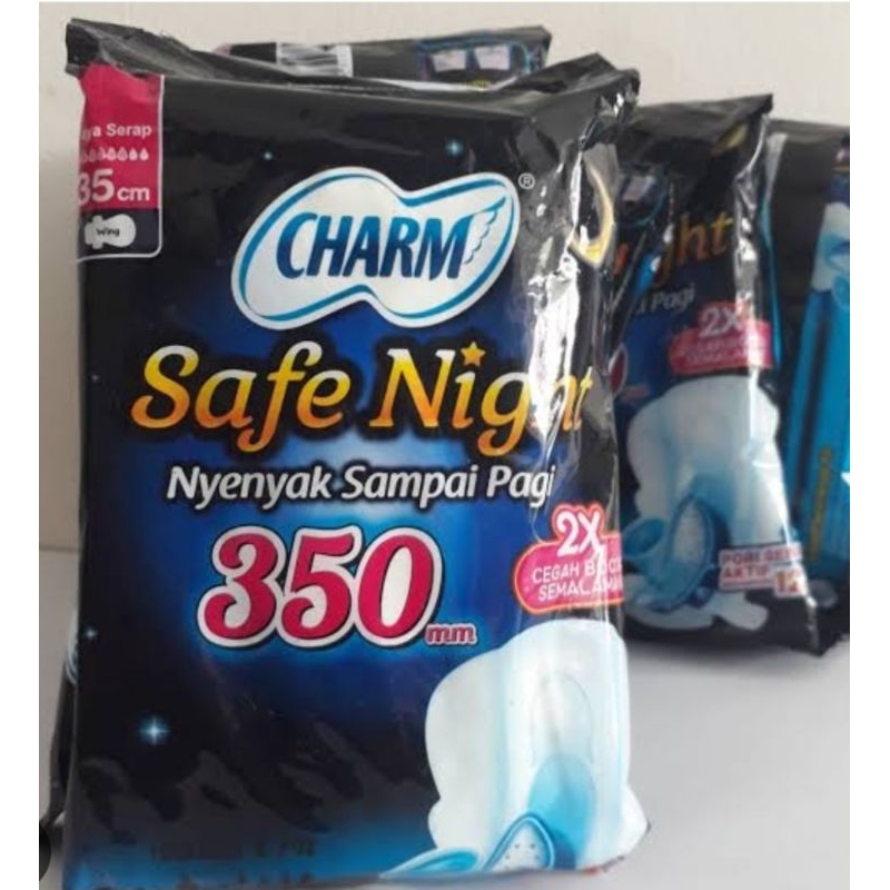 

PEMBALUT CHARM SAFE NIGHT 35CM isi 2 pad (1 sachet