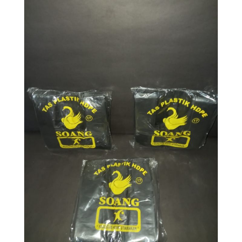 Kantong Kresek Hitam Merk Soang - Kantong Plastik Uk 17 24 28 35 40 Berat 350 Gram Kresek Tebal Hita