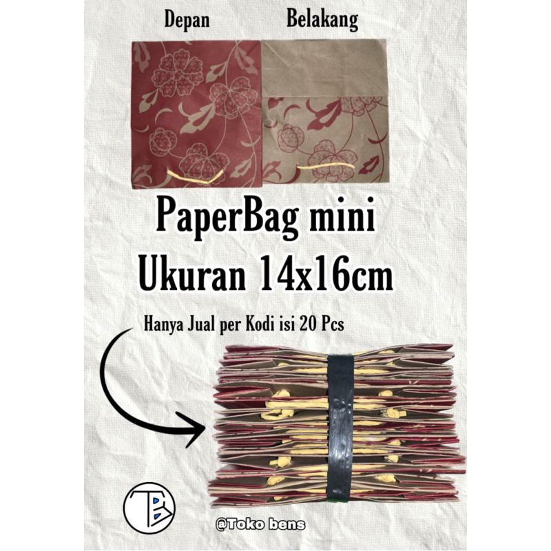 

Paper bag 14x16cm Jual per Kodi (20 pcs)