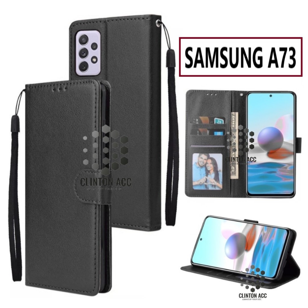 CASE HP SAMSUNG A73 FLIP WALLET LEATHER DOMPET KULIT SOFTCASE PREMIUM FLIP COVER SARUNG BUKA TUTUP F