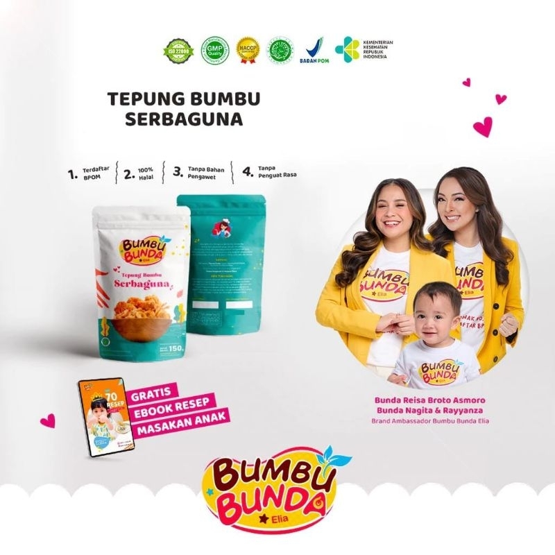 

Bumbu Bunda Elia Tepung Bumbu Serbaguna Crispy Non MSG MPASI 150gr