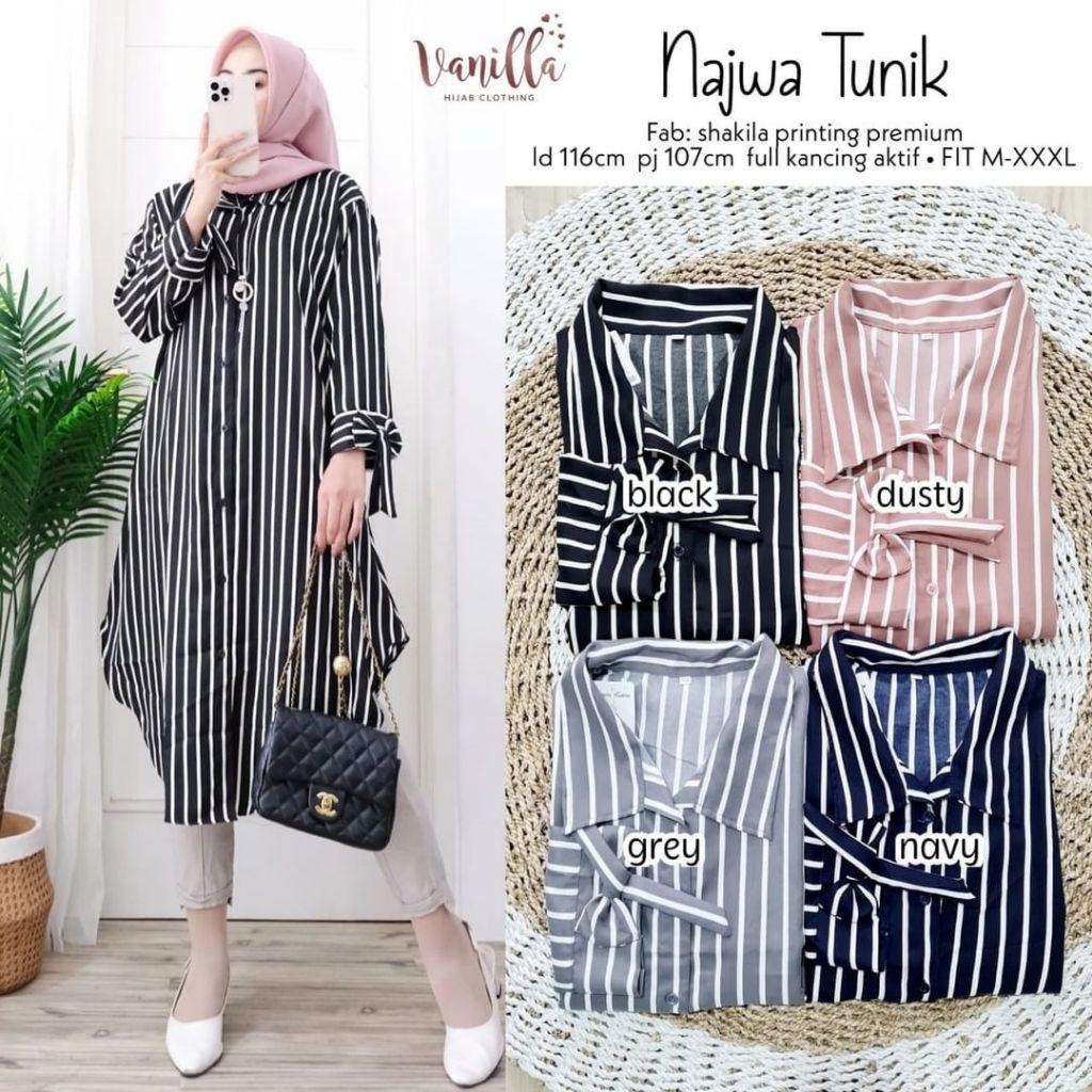 Najwa Tunik/JissoLong Tunik/ Female/ Cilla/ Elva / Pamel/ Azarine / Mahalini long tunik /Yusha jumbo