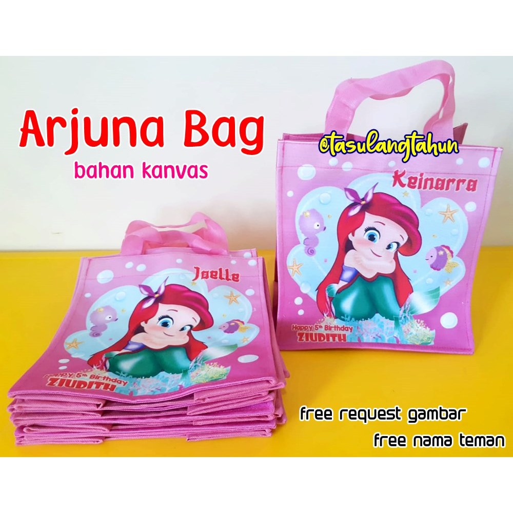 

Arjuna Bag cocok untuk nasi bekal kfc BAHAN KANVAS TEBAL ariel mermaid Tas Souvenir Ulang Tahun Anak Goodie Bag Tasultah premium d300