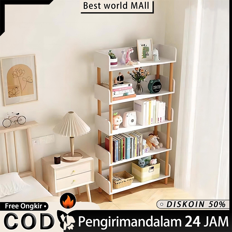 Rak Buku Minimalis 5 Susun Rak Buku Kayu Lemari Buku Rak Buku Ikea Rak Penyimpanan Kantor Rak Buku P