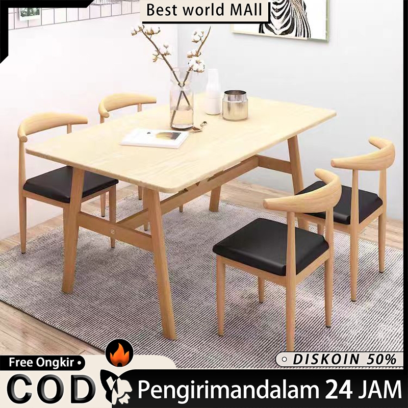 Meja makan kayu solid imitasi 140CM Meja modern sederhana Nordik meja ruang tamu Meja makan sederhan
